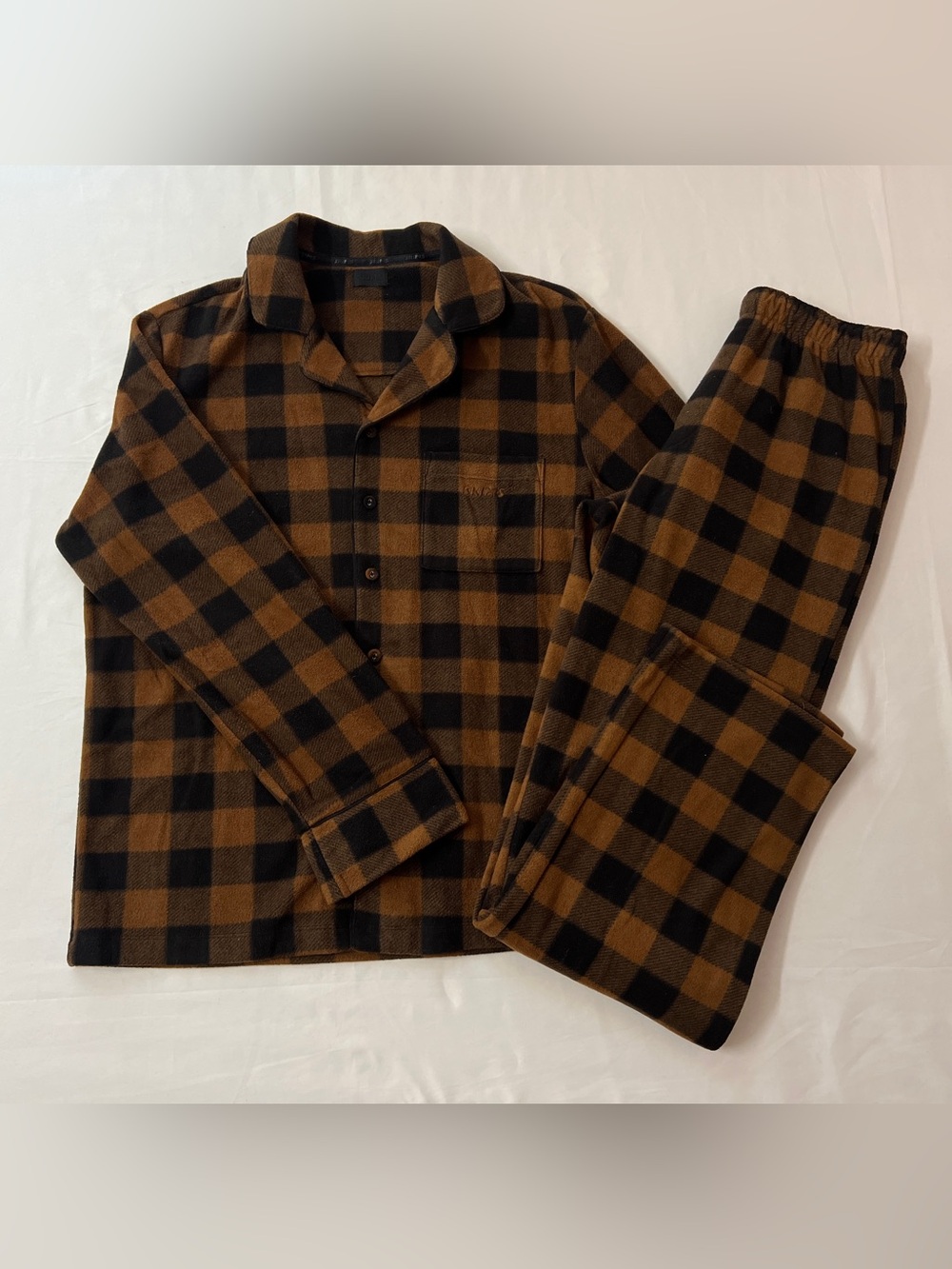 SKIMS Oversized Plaid Button Up Top + Straight Leg Pants Flannel Pajama Set